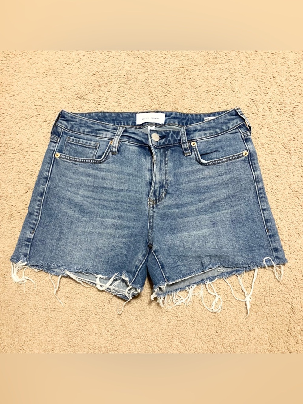 Dear John High Rise GIGI Denim Shorts Distressed Raw Cut-Off Hem Sz 26